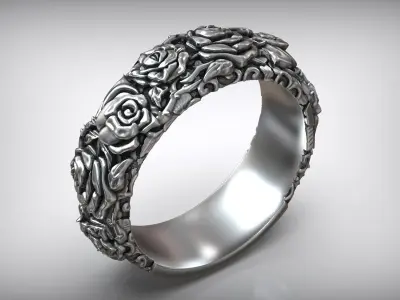 Roses Thorn Pattern Biker Ring 3D print model