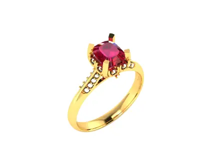 Solitaire Wedding Engagement Ring 3D print model 2