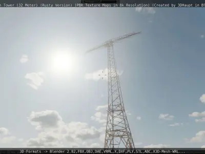 Transmission Tower 32 Meter Rusty Version Low-poly 3D model