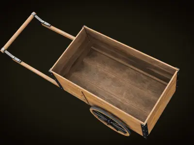 Wooden Cart Low-poly 3D model