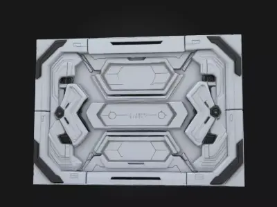 Modular Sci-Fi Wall Game-Ready Low-poly 3D model