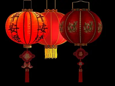 Chinese red lantern  3D model 13