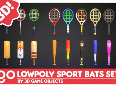 Sport Bats Swing Set - Lowpoly Sport Pack Low-poly 3D model
