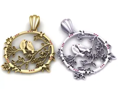 Love Birds Pendant 3D Printable Model 3D print model