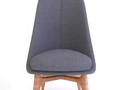 Armchair lounge chair with wooden legs 3D model