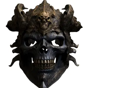 Demonic Skull Mask  Low-poly 3D model