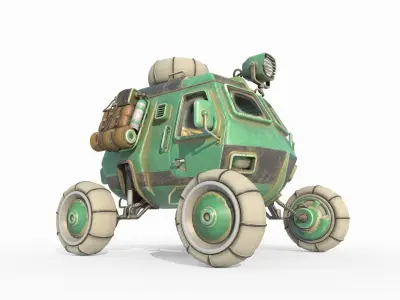 Future sci-fi retro planet exploration vehicle 3D model
