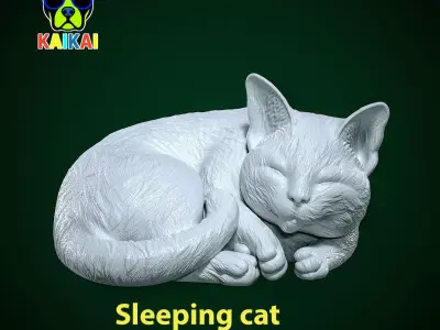 Cat sleeping model - cat statue - 3D print 3D print model