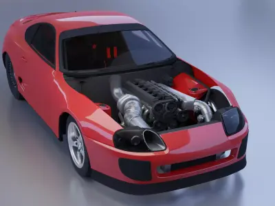 Toyota Supra Drag Racing Car Low-poly 3D model