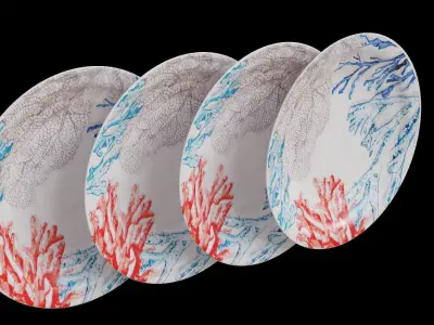 Sea Adventure Coral Salad Plate Low-poly 3D model