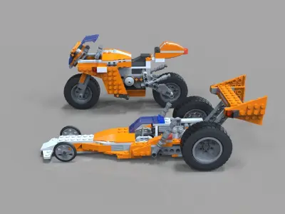 Lego Moto Bike pack Low-poly 3D model