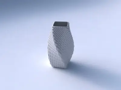 Vase twisted quadratic with grid piramides 3D print model