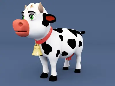 Cow Cartoon - Low -poly Low-poly 3D model