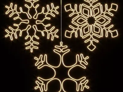 Decorative neon hanging snowflakes 3D model