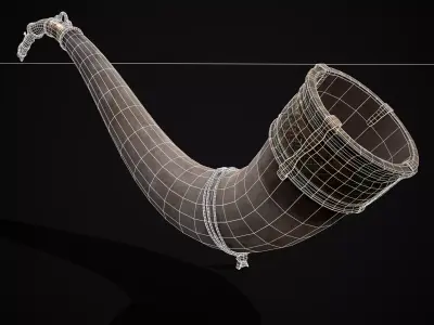 Vintage War Horn Low-poly 3D model