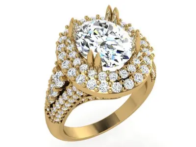 Oval Double Halo Luxury Ring 3971 3D print model