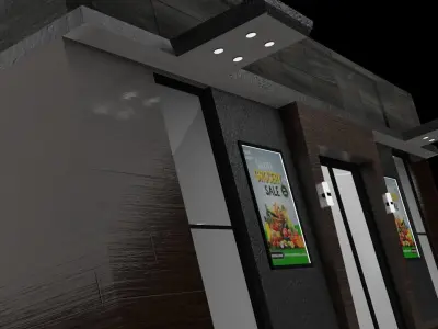 Tiny Modern store Free low-poly 3D model