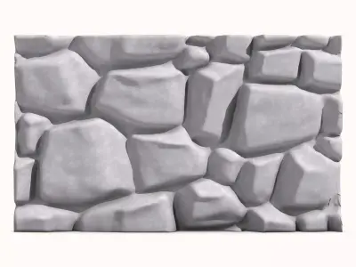 Rubble Stone Wall Low Poly Asset 3D model