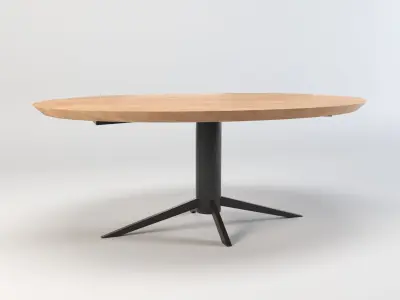 Table - round table - meeting table - wood table - dining table Low-poly 3D model