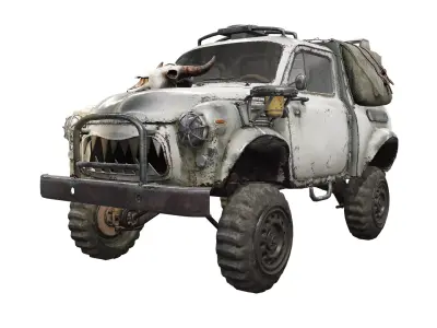 Retro vintage battle race suv car four-wheel drive lvl2 da1 Low-poly 3D model