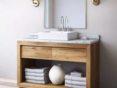 RH RECLAIMED RUSSIAN OAK SINGLE EXTRA-WIDE WASHSTAND 3D model