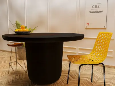 LOLA ROUND BLACK CONCRETE DINING TABLE CB2 3D model