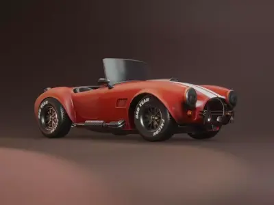 Cartoon red small car sports car Low-poly 3D model