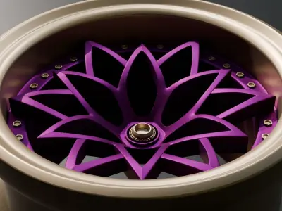 Sport car rim - purple 3D model