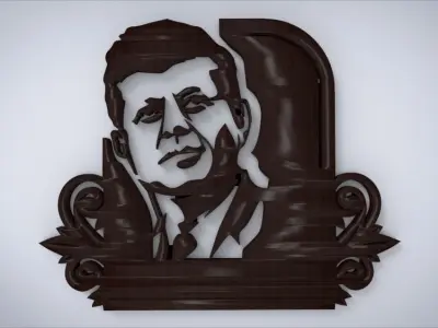 Wall decoration with John F Kennedy motif 3D print model