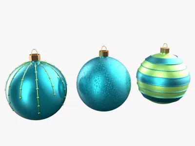 Christmas Tree Ornament Set2 - Turquoise Green  Low-poly 3D model