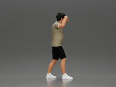 Man in shorts carrying girlfriend on shoulders 3D print model