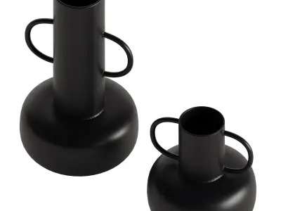 Modern Ebony Jug Vase Set Of 2 3D model
