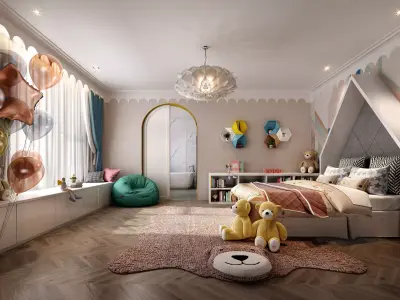 Children Room Interior 3D model 8