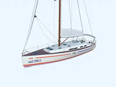 Sailing Yacht PBR Low-poly 3D model
