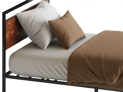 Topeakmart Rustic Metal Bed 3D model