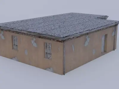 Old small train shed for one engine Low-poly 3D model