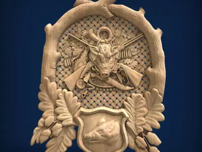 Carved panel painting STL 3D model 12