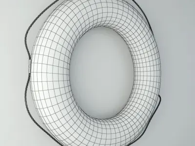 Large Vintage Nautical Orange and White Life Preserver 3D model