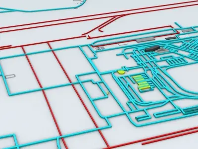 Saint Petersburg Pulkovo LED Airport Roads Buildings Public Tran 3D model