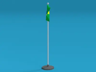 Low Poly Seamless Animated Brazil Flag Low-poly 3D model