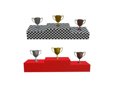 Trophy podium - Champion trophy Low-poly 3D model