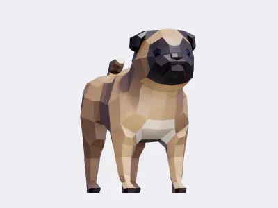 Low Poly Pug Dog Low-poly 3D model