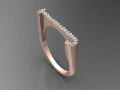 alphabet jewelry ring diamond letter J 3D print model