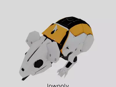 Futuristic Robotic Mouse Model with Modular Design Low-poly 3D model