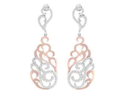 Women Drop Earrings 3dm STL OBJ FBX Renders Details 3D print model 5