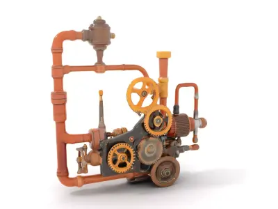 Vintage Industrial Gear model pack Low-poly 3D model