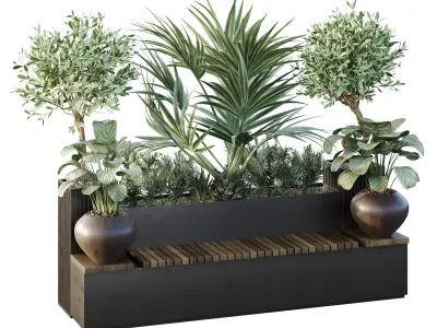 Tree and bush garden box outdoor VOL 18 3D model