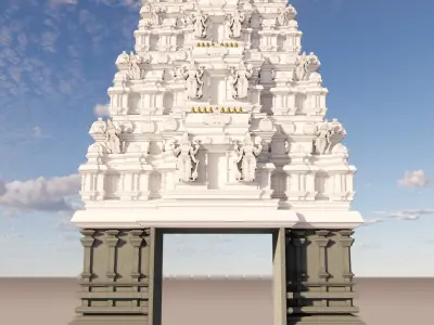 Tirupati Balaji Temple Entry Gate And Dome  3D model