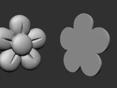 Retro Flower Bas Relief for CNC or 3D Print STL 3D print model