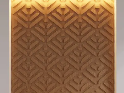 Decorative Wooden Wall Model 4 3D model